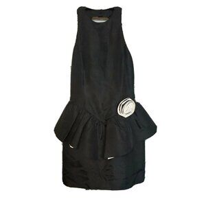 Gunne Sax Vintage 80s Women's Black Peplum Dress Size Small t77